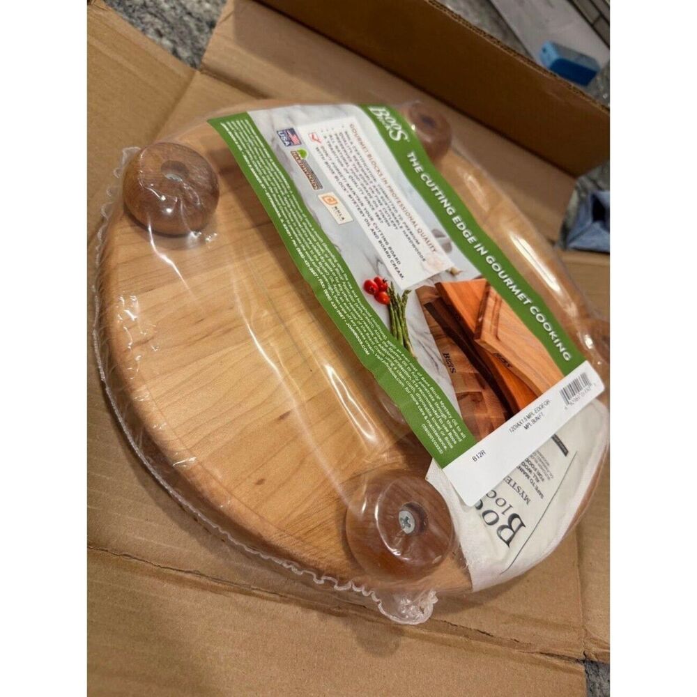 John Boos B12R 12 Round Maple Cutting Board Mystery Oil Cream Applicator NEW